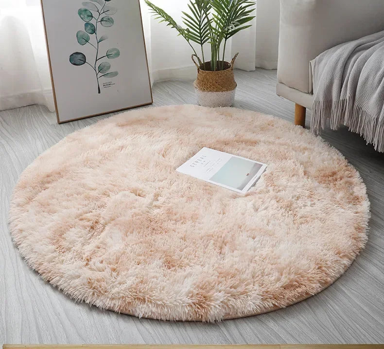 Ultra Soft Plush Round Rug Mat - Fluffy White Carpet for Living Room
