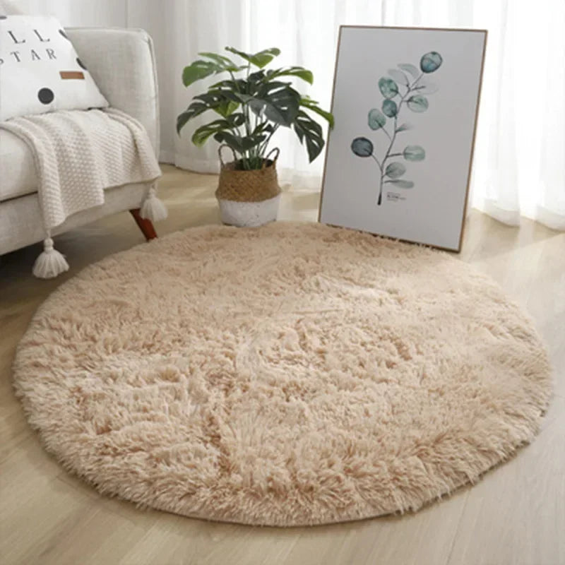 Ultra Soft Plush Round Rug Mat - Fluffy White Carpet for Living Room