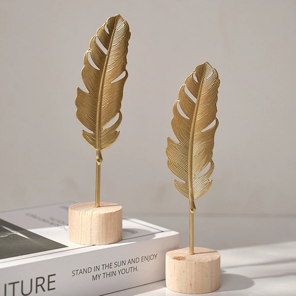 Gold Ginkgo Leaf Crafts Leaves Sculpture Luxury Living Room Decor