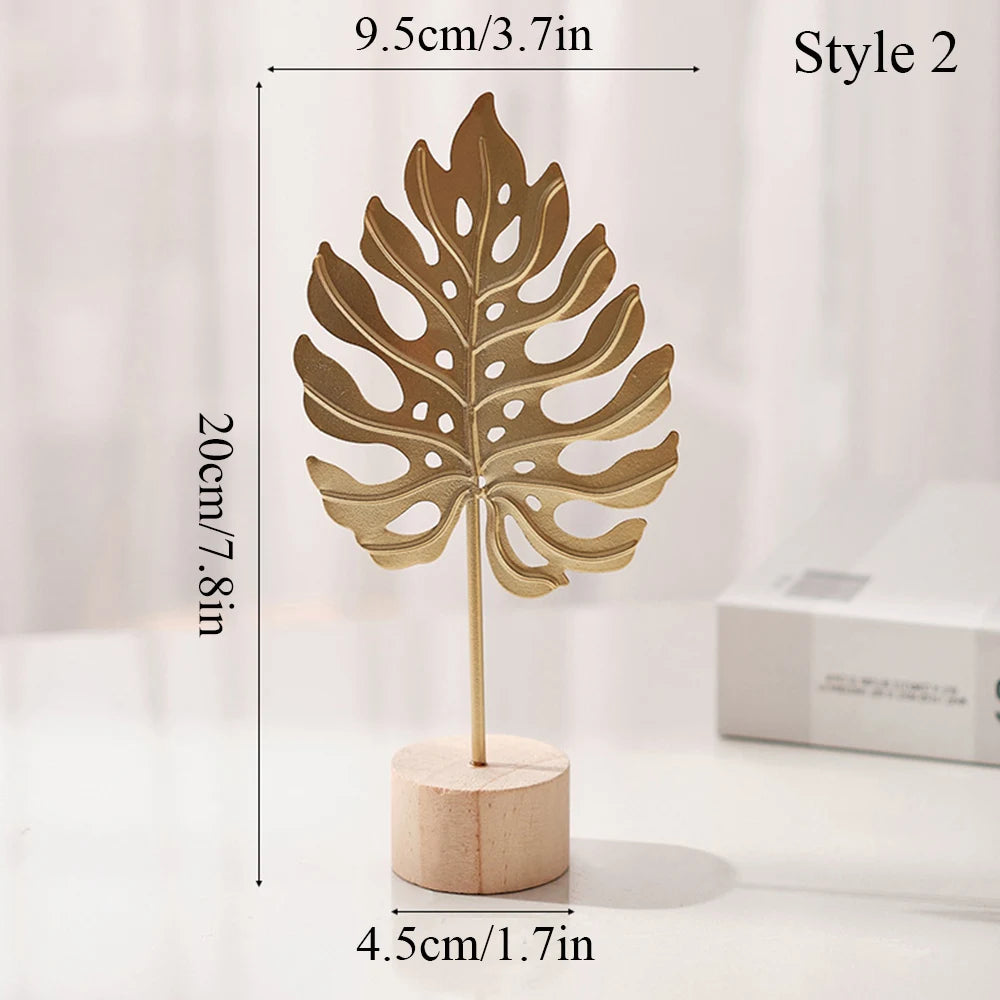Gold Ginkgo Leaf Crafts Leaves Sculpture Luxury Living Room Decor