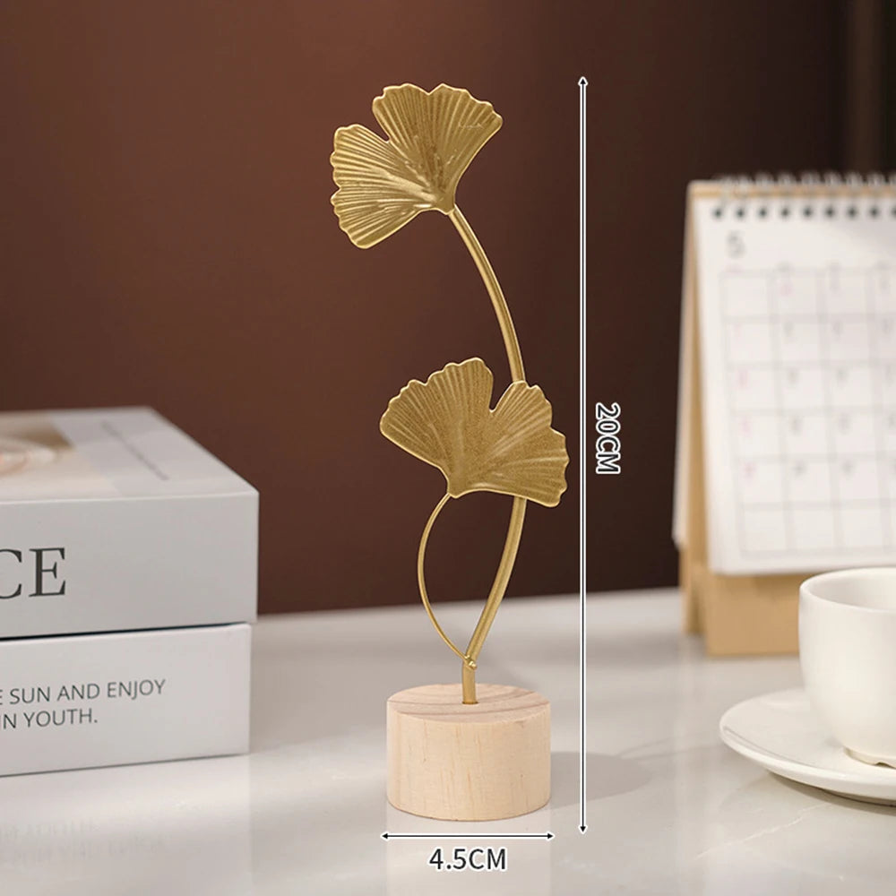 Gold Ginkgo Leaf Crafts Leaves Sculpture Luxury Living Room Decor