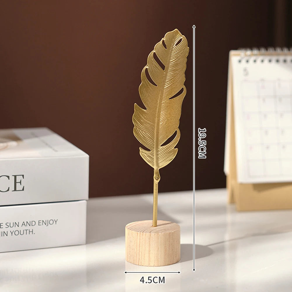 Gold Ginkgo Leaf Crafts Leaves Sculpture Luxury Living Room Decor