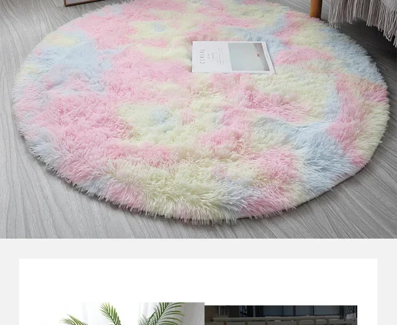 Ultra Soft Plush Round Rug Mat - Fluffy White Carpet for Living Room