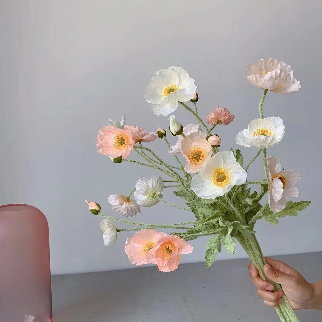 4 Head Artificial Flowers Bouquet Poppy Fake Flowers For Home Decor Garden Party Wedding Decoration Diy Accessories
