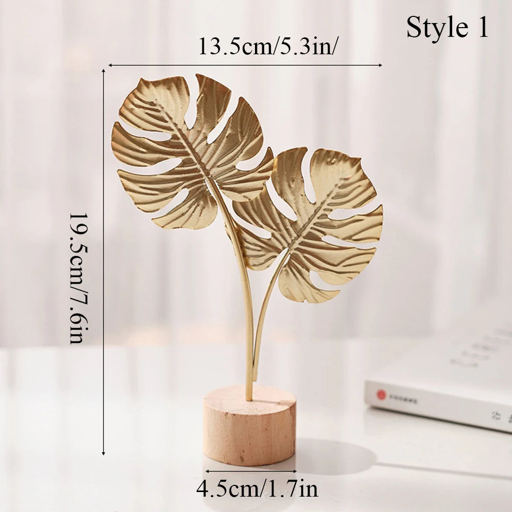Gold Ginkgo Leaf Crafts Leaves Sculpture Luxury Living Room Decor
