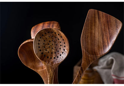 Teak natural wood tableware spoon colander spoon special kitchen tool kit