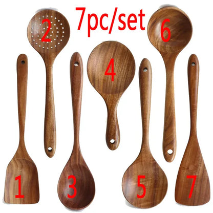 Teak natural wood tableware spoon colander spoon special kitchen tool kit