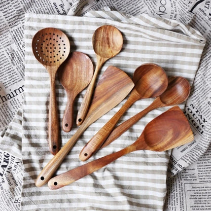 Teak natural wood tableware spoon colander spoon special kitchen tool kit