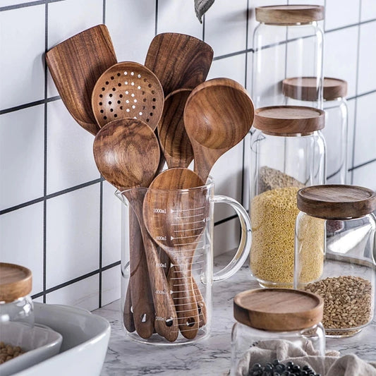 Teak natural wood tableware spoon colander spoon special kitchen tool kit