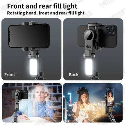 The shooting Mode Gimbal Stabilizer Selfie Stick Tripod with Fill Light