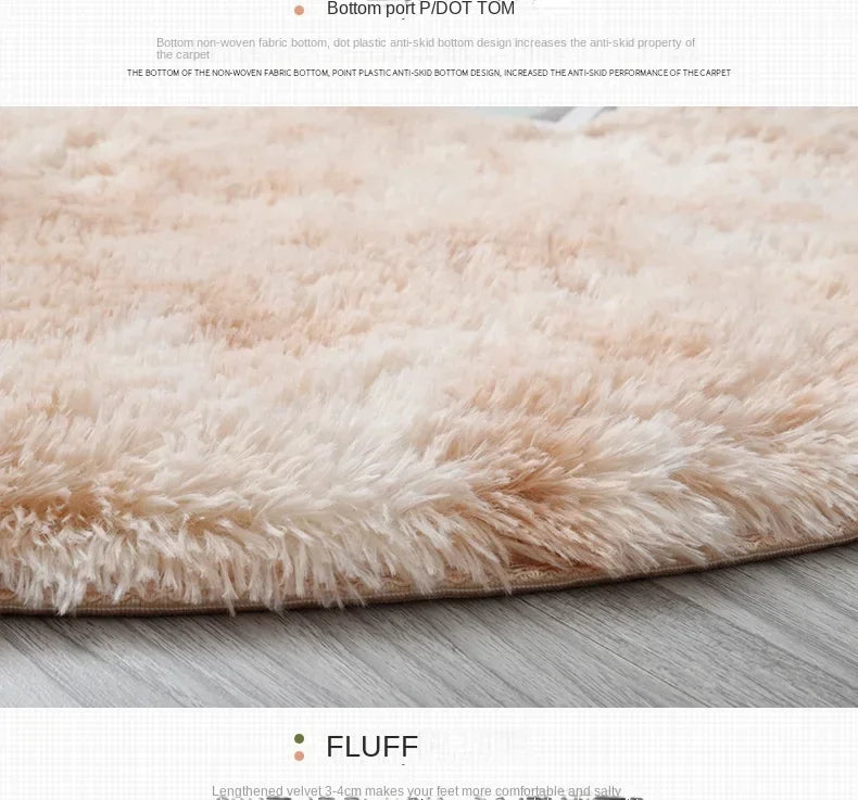 Ultra Soft Plush Round Rug Mat - Fluffy White Carpet for Living Room
