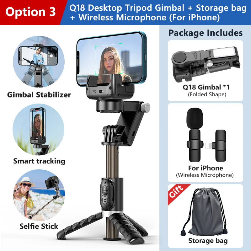 The shooting Mode Gimbal Stabilizer Selfie Stick Tripod with Fill Light