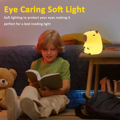 Cute Capybara Night Light Children's Silicone Nightlight Gift USB Rechargeable