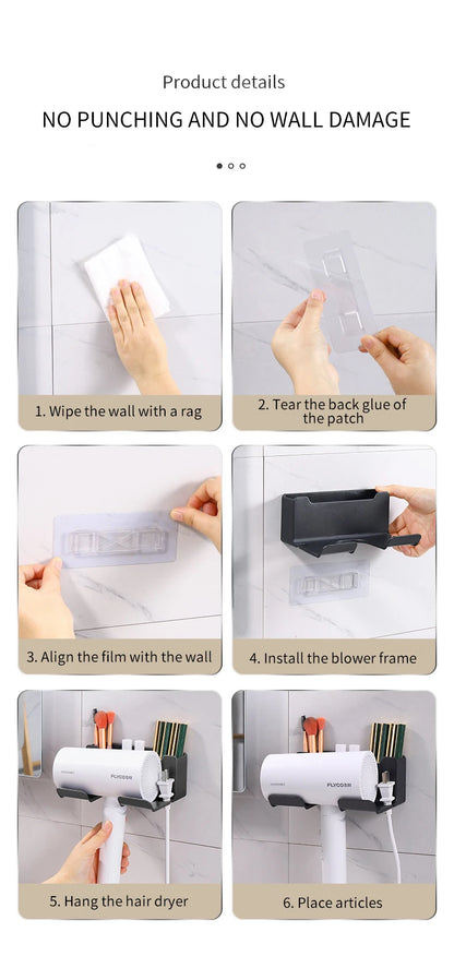 Hair Dryer Holder Wall Dryer Cradle Straightener Stand Hairdryer Organizer Box