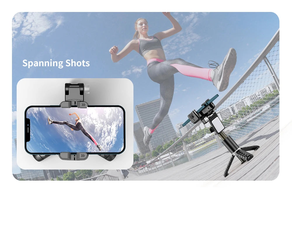 The shooting Mode Gimbal Stabilizer Selfie Stick Tripod with Fill Light