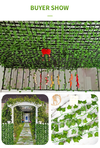 Green Ivy Leaf Hanging Vine Artificial Garland Silk Wall Plant Decoration