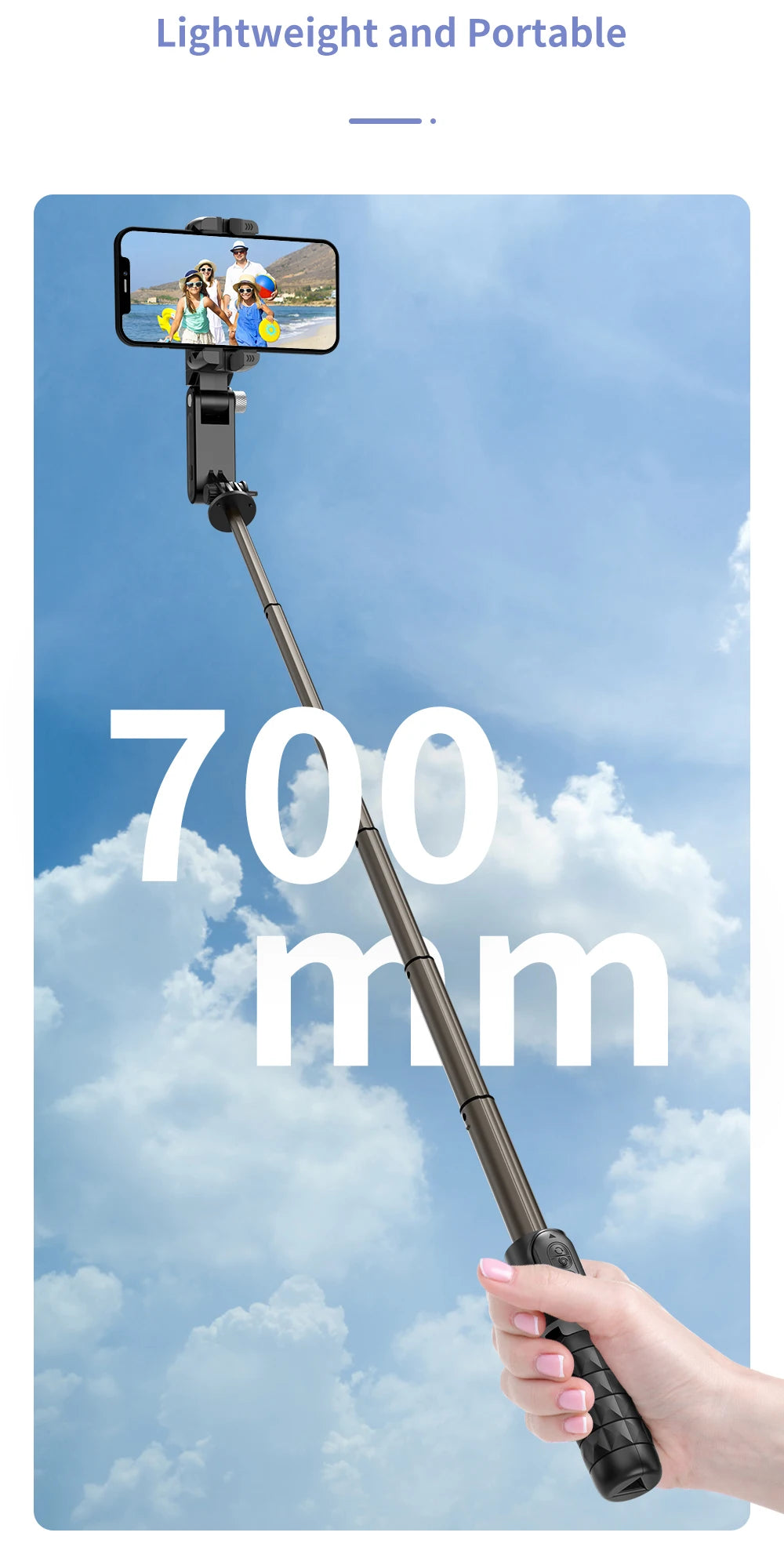 The shooting Mode Gimbal Stabilizer Selfie Stick Tripod with Fill Light
