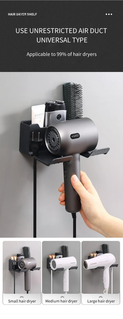Hair Dryer Holder Wall Dryer Cradle Straightener Stand Hairdryer Organizer Box
