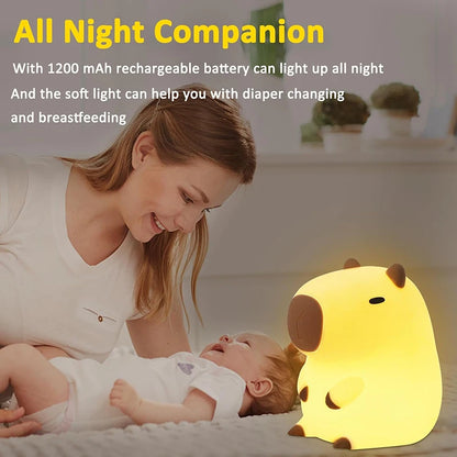 Cute Capybara Night Light Children's Silicone Nightlight Gift USB Rechargeable