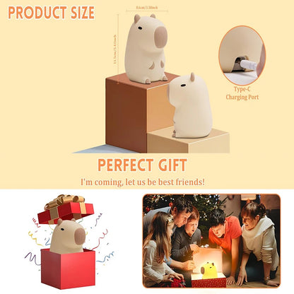 Cute Capybara Night Light Children's Silicone Nightlight Gift USB Rechargeable