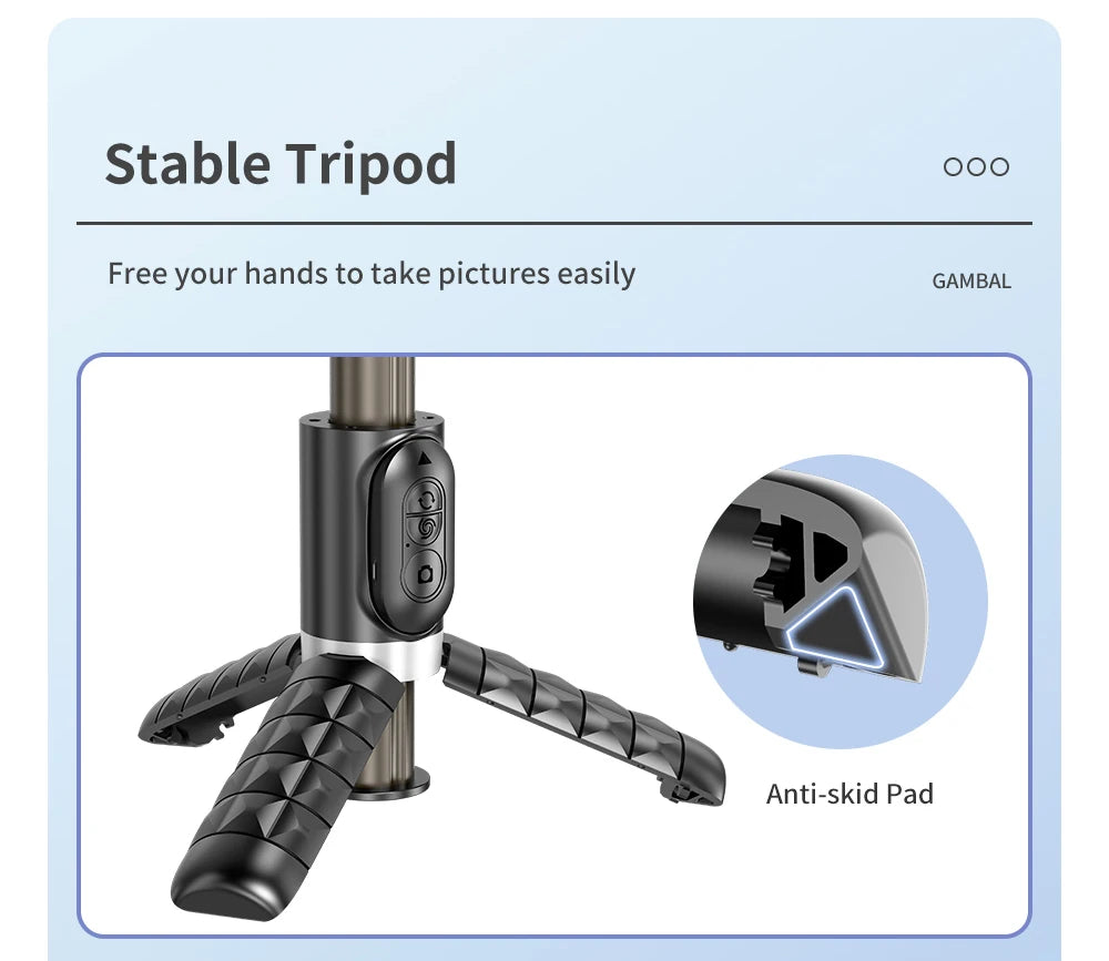 The shooting Mode Gimbal Stabilizer Selfie Stick Tripod with Fill Light