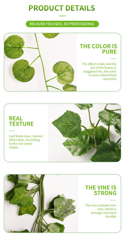 Green Ivy Leaf Hanging Vine Artificial Garland Silk Wall Plant Decoration