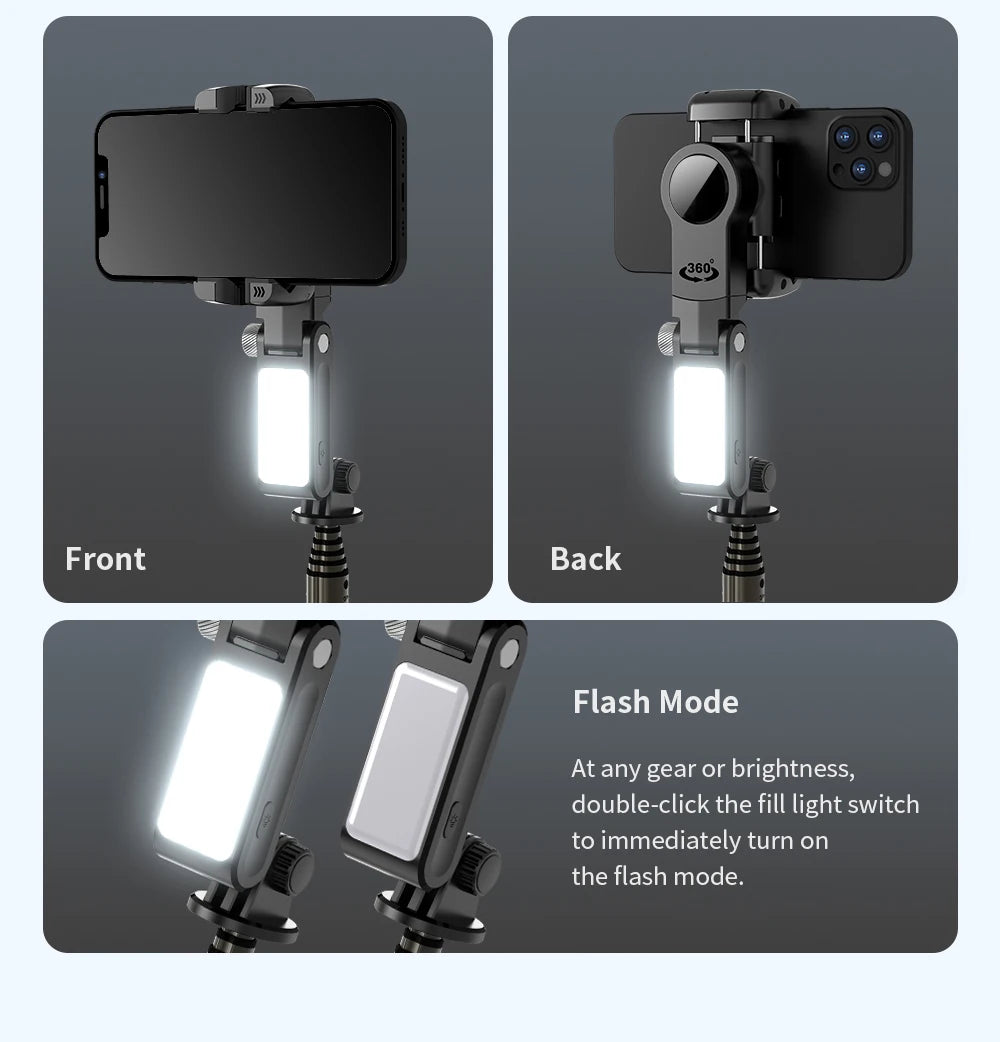 The shooting Mode Gimbal Stabilizer Selfie Stick Tripod with Fill Light