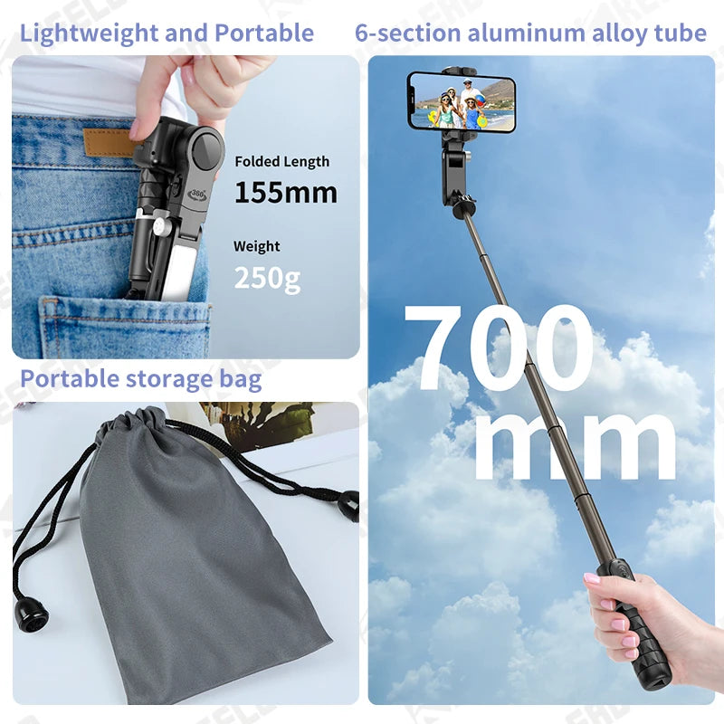 The shooting Mode Gimbal Stabilizer Selfie Stick Tripod with Fill Light