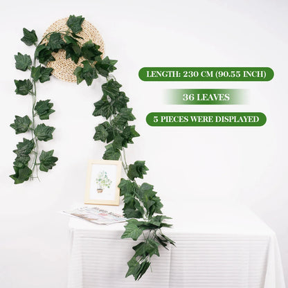 Green Ivy Leaf Hanging Vine Artificial Garland Silk Wall Plant Decoration