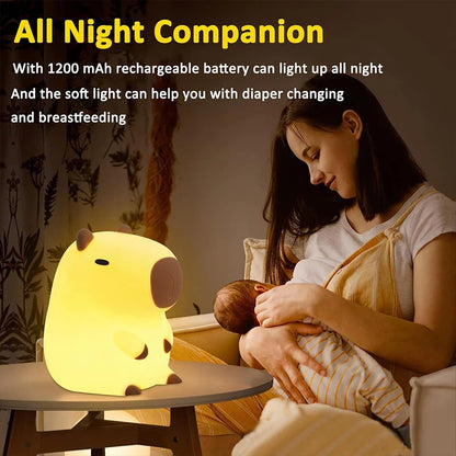 Cute Capybara Night Light Children's Silicone Nightlight Gift USB Rechargeable