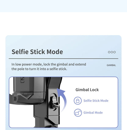 The shooting Mode Gimbal Stabilizer Selfie Stick Tripod with Fill Light