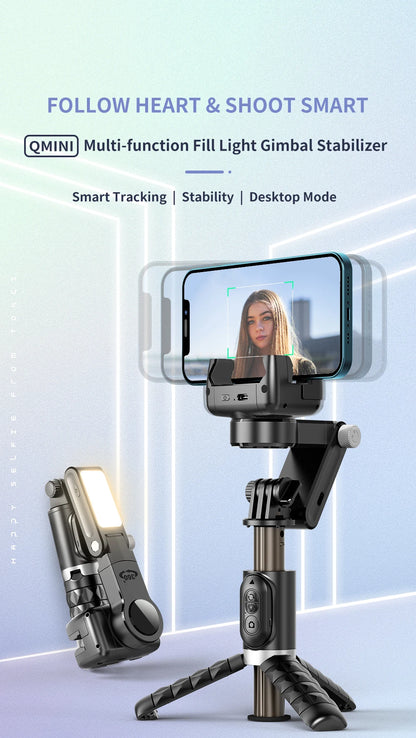 The shooting Mode Gimbal Stabilizer Selfie Stick Tripod with Fill Light