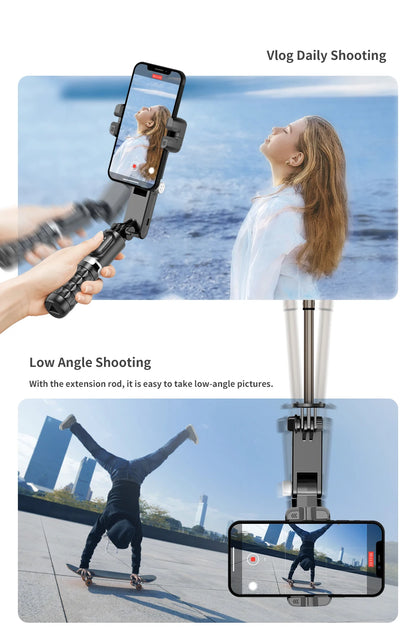 The shooting Mode Gimbal Stabilizer Selfie Stick Tripod with Fill Light