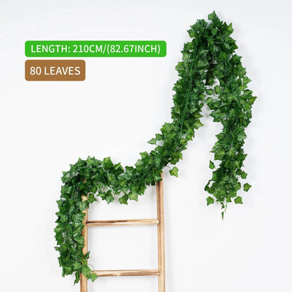 Green Ivy Leaf Hanging Vine Artificial Garland Silk Wall Plant Decoration