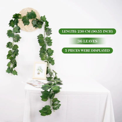 Green Ivy Leaf Hanging Vine Artificial Garland Silk Wall Plant Decoration