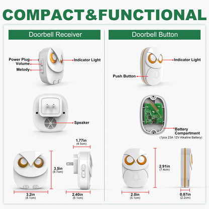 Wireless Doorbell Chime - 300 meters Long Range Wireless doorbell