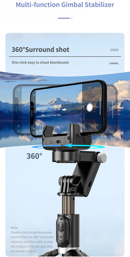 The shooting Mode Gimbal Stabilizer Selfie Stick Tripod with Fill Light