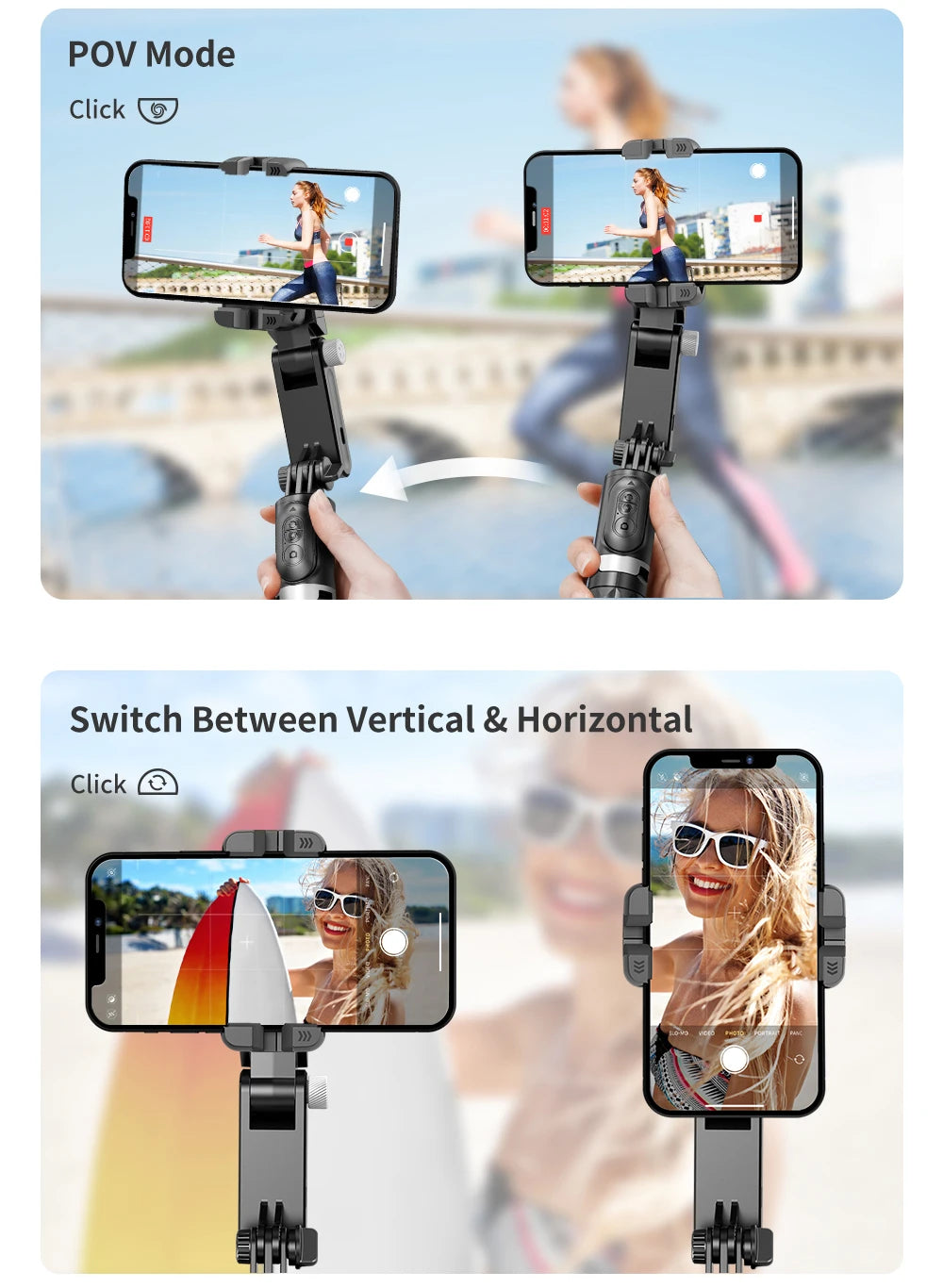 The shooting Mode Gimbal Stabilizer Selfie Stick Tripod with Fill Light