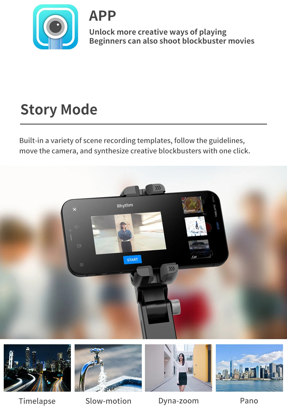 The shooting Mode Gimbal Stabilizer Selfie Stick Tripod with Fill Light
