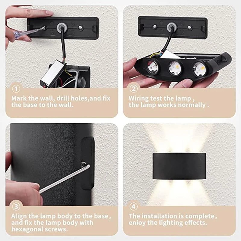 Modern Indoor Outdoor Lamp, White Up Down Wall Mount Lights