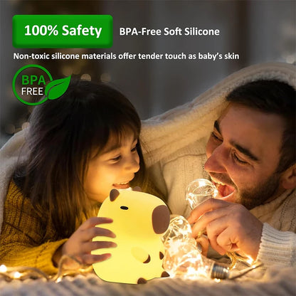Cute Capybara Night Light Children's Silicone Nightlight Gift USB Rechargeable